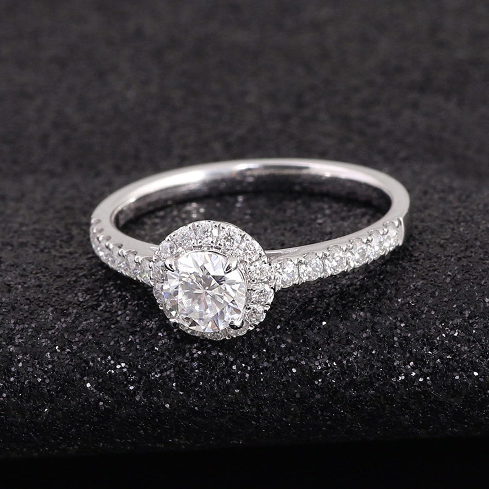 Pierścionek damski z białego złota próby 585, prawdziwe złoto, pierścionek zaręczynowy, pierścionek ślubny z grawerunkiem Moissanite 2ct D Color VVS1 pierścionek z zawieszką Halo Gold 14K dla