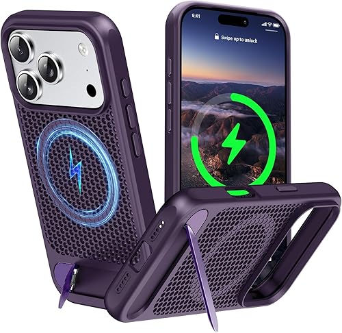 Miniatura 52 de Funda magnética de disipación de calor para iPhone 13 Pro Max, para MagSafe, protección contra caídas Coolingf, funda con función atril ajustable