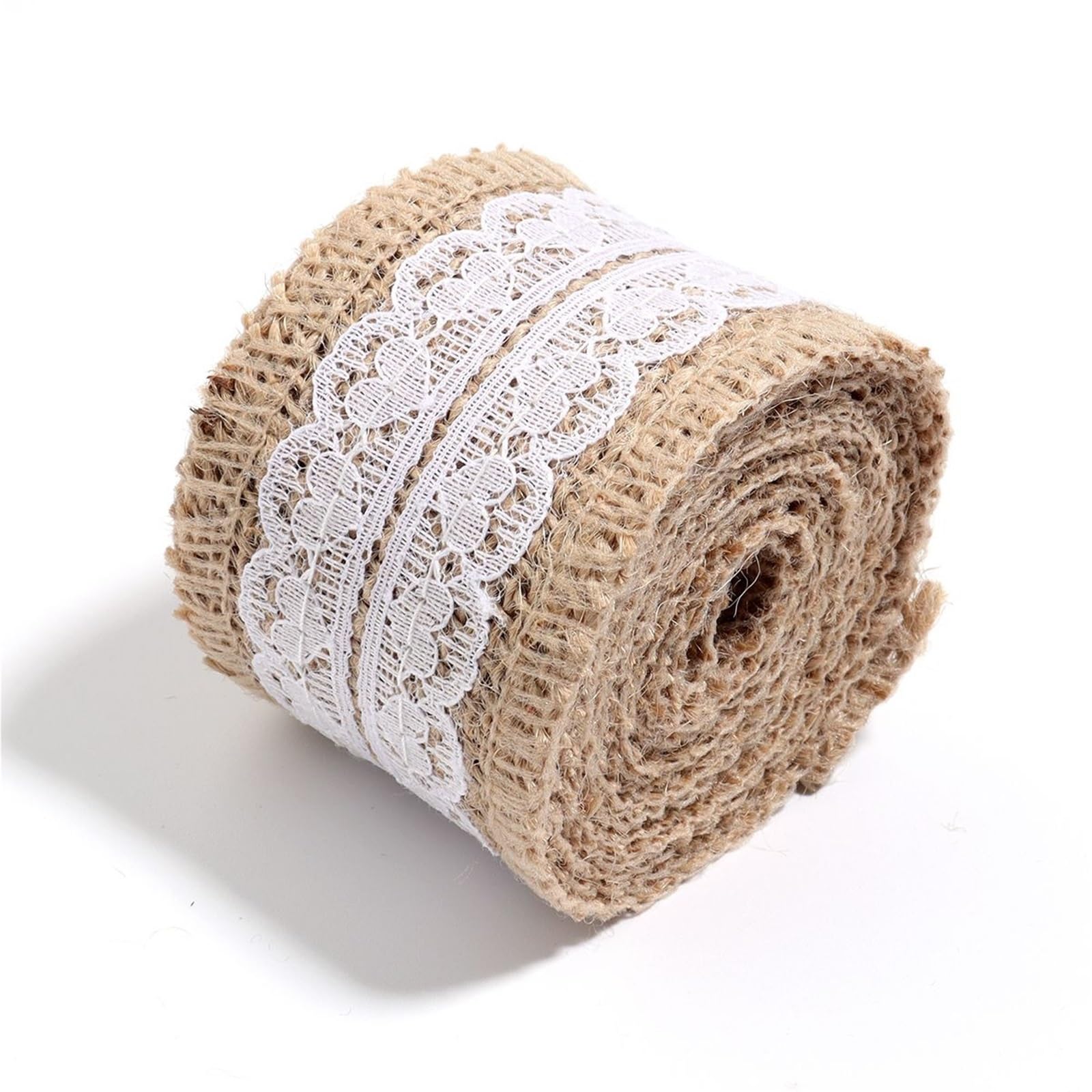 Burlap Fabric Roll 2 Yards Lace Burlap Ribbon Vintage Jute Ribbons for DIY Clothing Packing Wedding Party Home Decoration Accessories(Type4 (5cm))