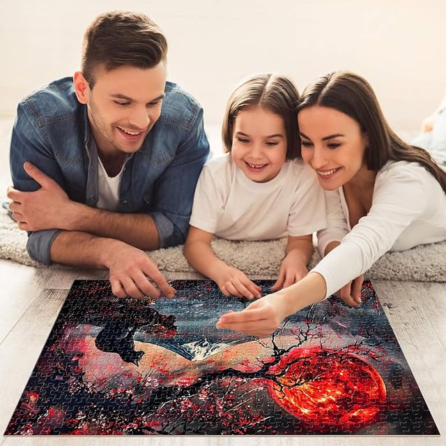 Foto 8 de 8 de Rompecabezas para Adultos 2000 Piezas Gato Negro y Luna Roja para el Juguete de desafío de Juego Educativo…