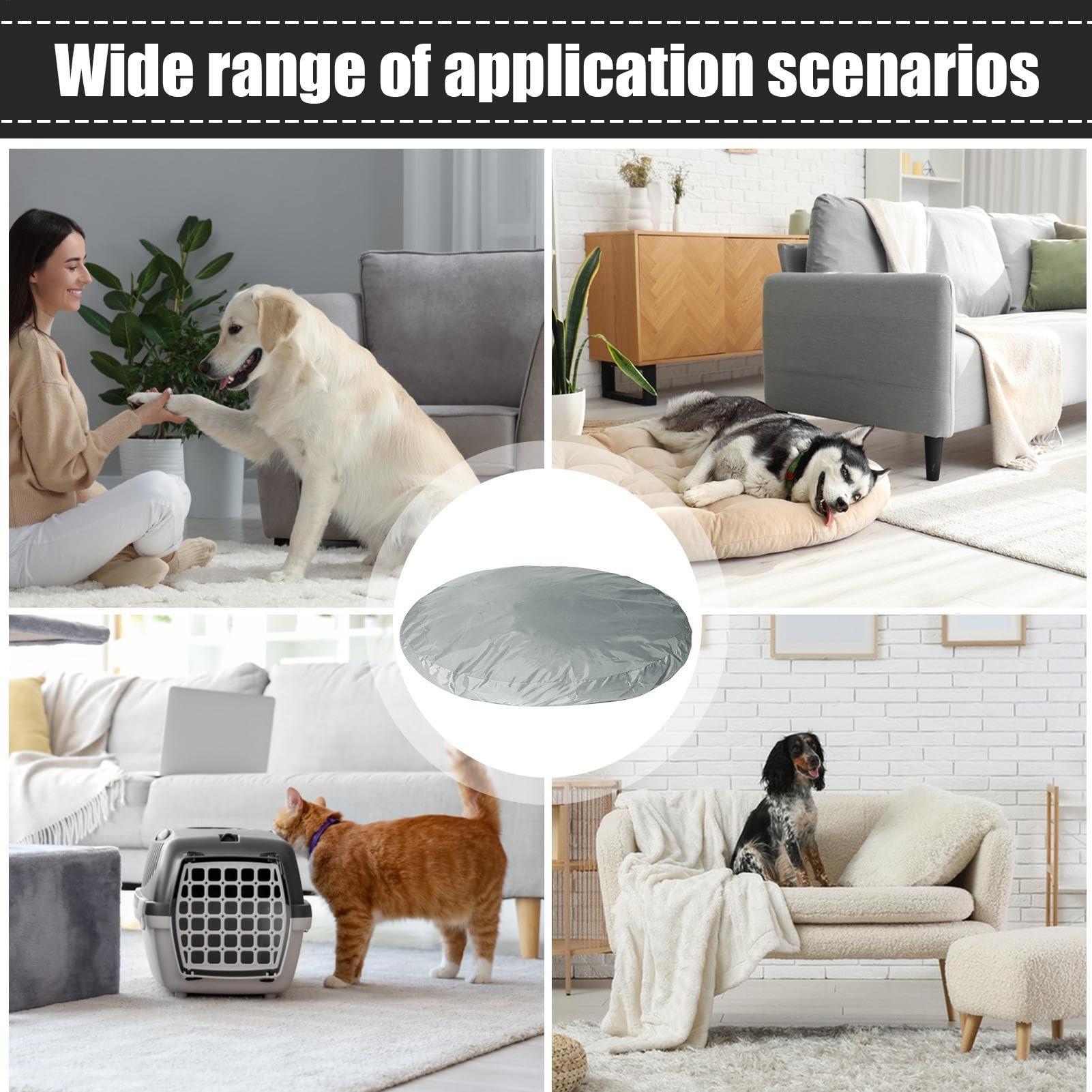 Generic Hundebett-Bezug, rund, wasserdicht, PVC und Stoff, mehrlagig, passend für 97 x 10 cm große Betten, für den Innen- und Außenbereich, mittelgroße Hunde