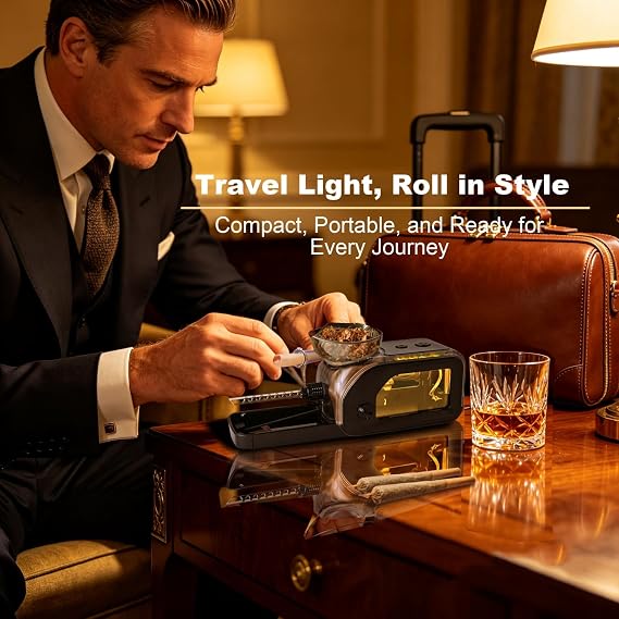 Electric Cigarette Rolling Machine, Cone Rolling Machine with Grinder + LED