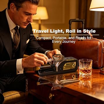 Electric Cigarette Rolling Machine, Cone Rolling Machine with Grinder + LED