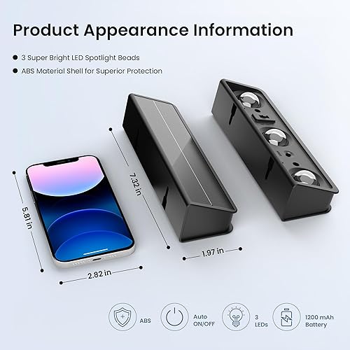 Miniatura 7 de Luces solares para valla, luces solares de pared de 1200 mAh para exteriores, impermeables, IP65, LED para patio trasero, patio, porche delantero,