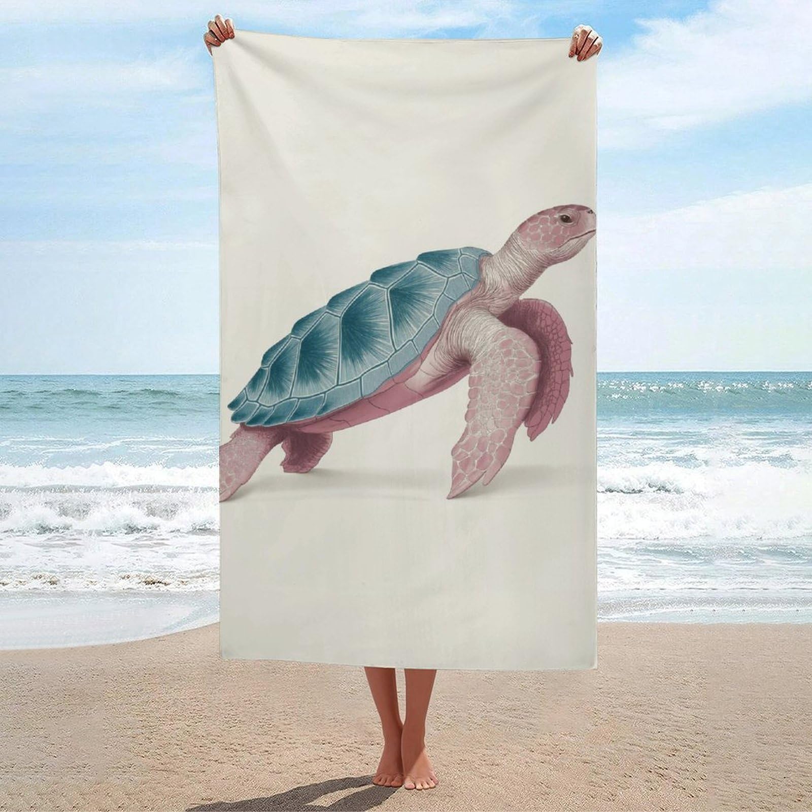 asbwuo Elegant Vintage Turtle Pastel Colours Beach Towel