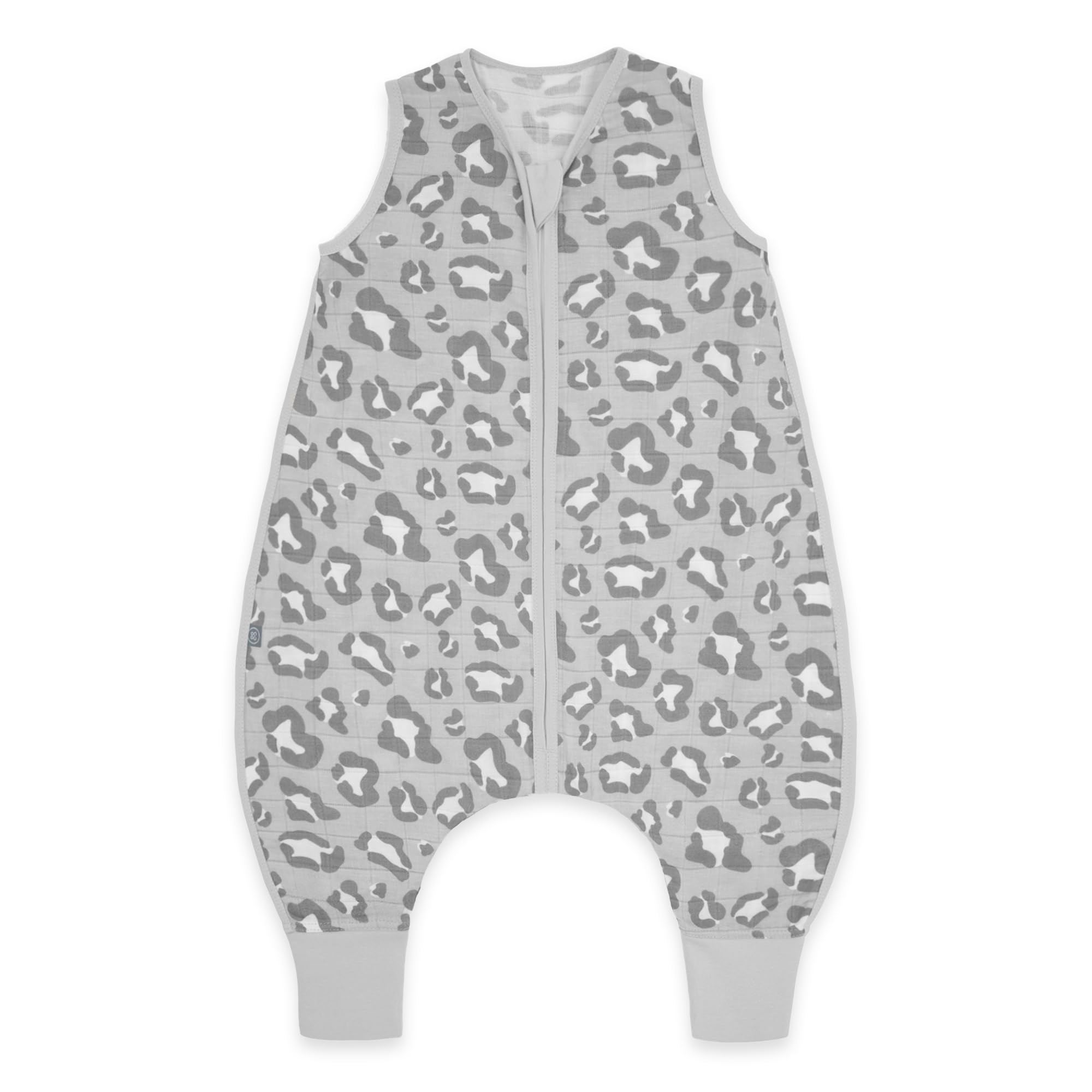emma & noah Baby Schlafsack mit Füßen 0.5 TOG, Musselin Schlafsack mit Beinen für den Sommer, 100% Bio-Baumwolle, OEKO-TEX Zertifiziert, Stampelsack für Neugeborene (Leo Grau, 90 cm)
