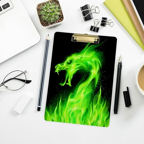 Miniatura 7 de Portapapeles de dragón verde, diseño de moda, portapapeles de plástico tamaño carta para estudiantes, niños, mujeres y hombres, tablero de clip