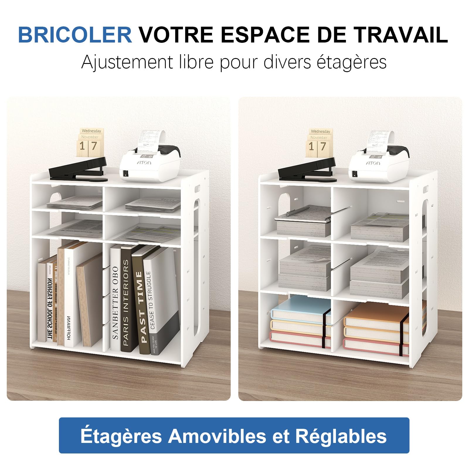PUNCIA 12 Compartiments de Taille A5 Organisateur de Facture en PVC | Bac à Courrier Boite Rangement Administratif Boîte de Fourniture Cahier de Compte Banette de Ticket Billet pour Bureau Maison