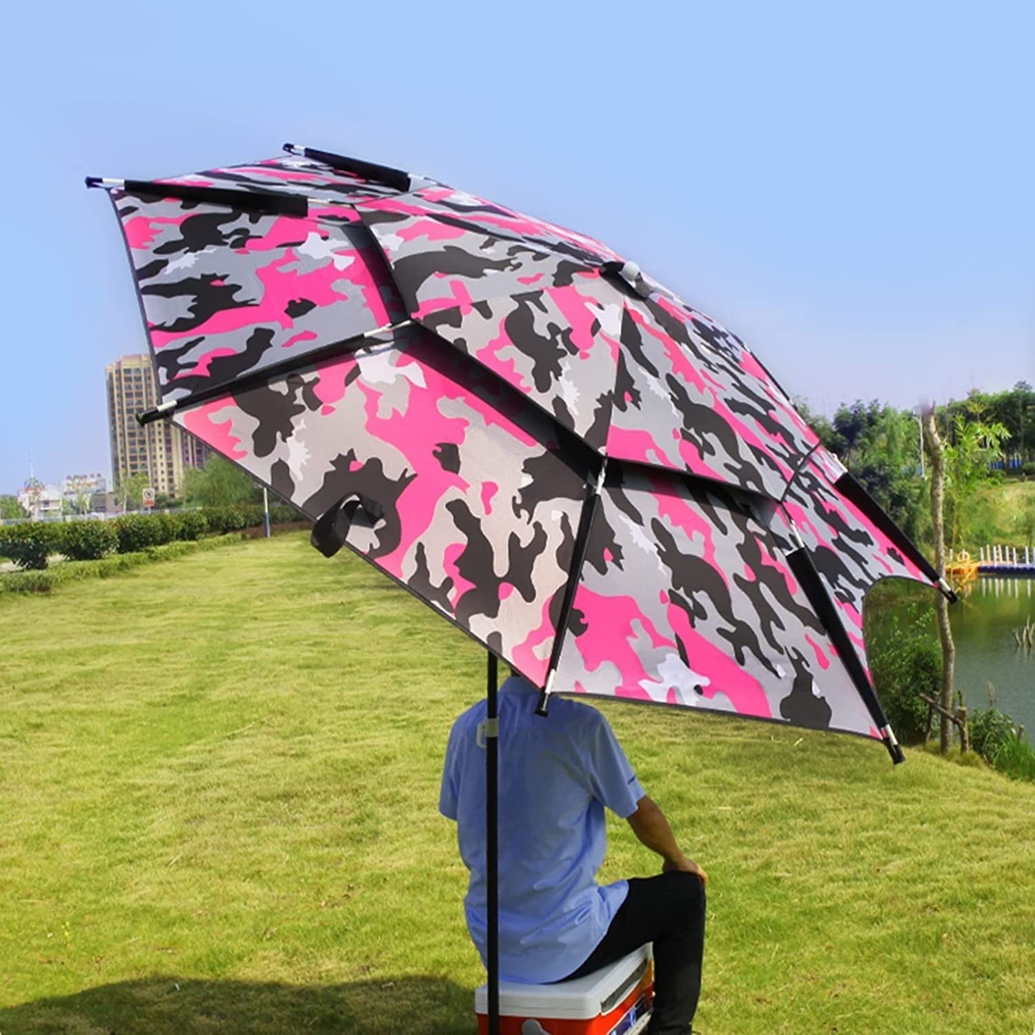 HXR parasol wędkarski Parasol wędkarski wielofunkcyjny parasol na zewnątrz parasolowy na plażę ogrodową wodoodporną ochronę przeciwdeszczową parasol wędkarski (Color : Red, Size : 200cm/6.6ft)