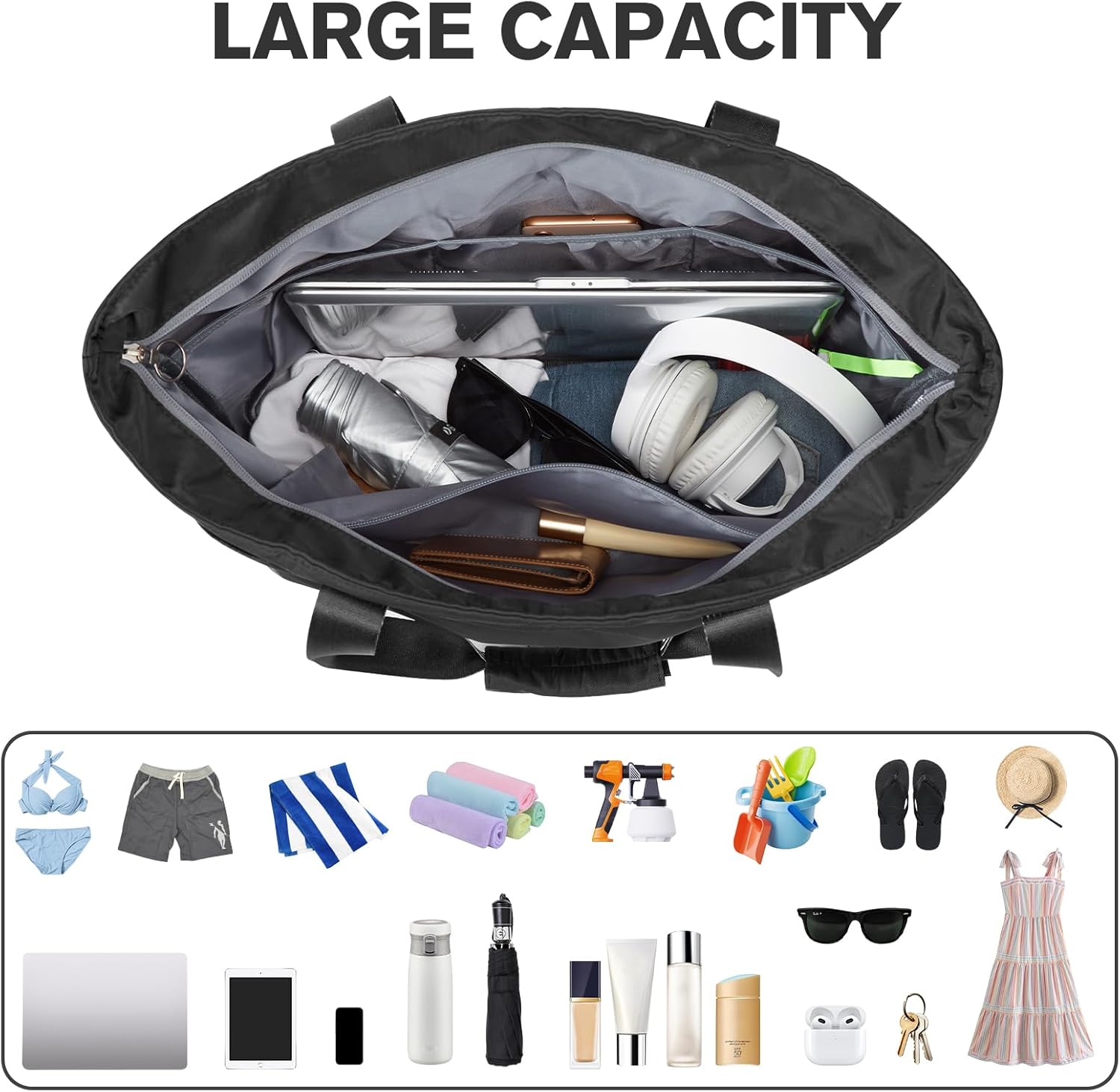 G4Free Beach Bag, Waterproof Beach Bags for Women, Personalized Strap Tote Bag for Women Birthday Gifts - Image 6