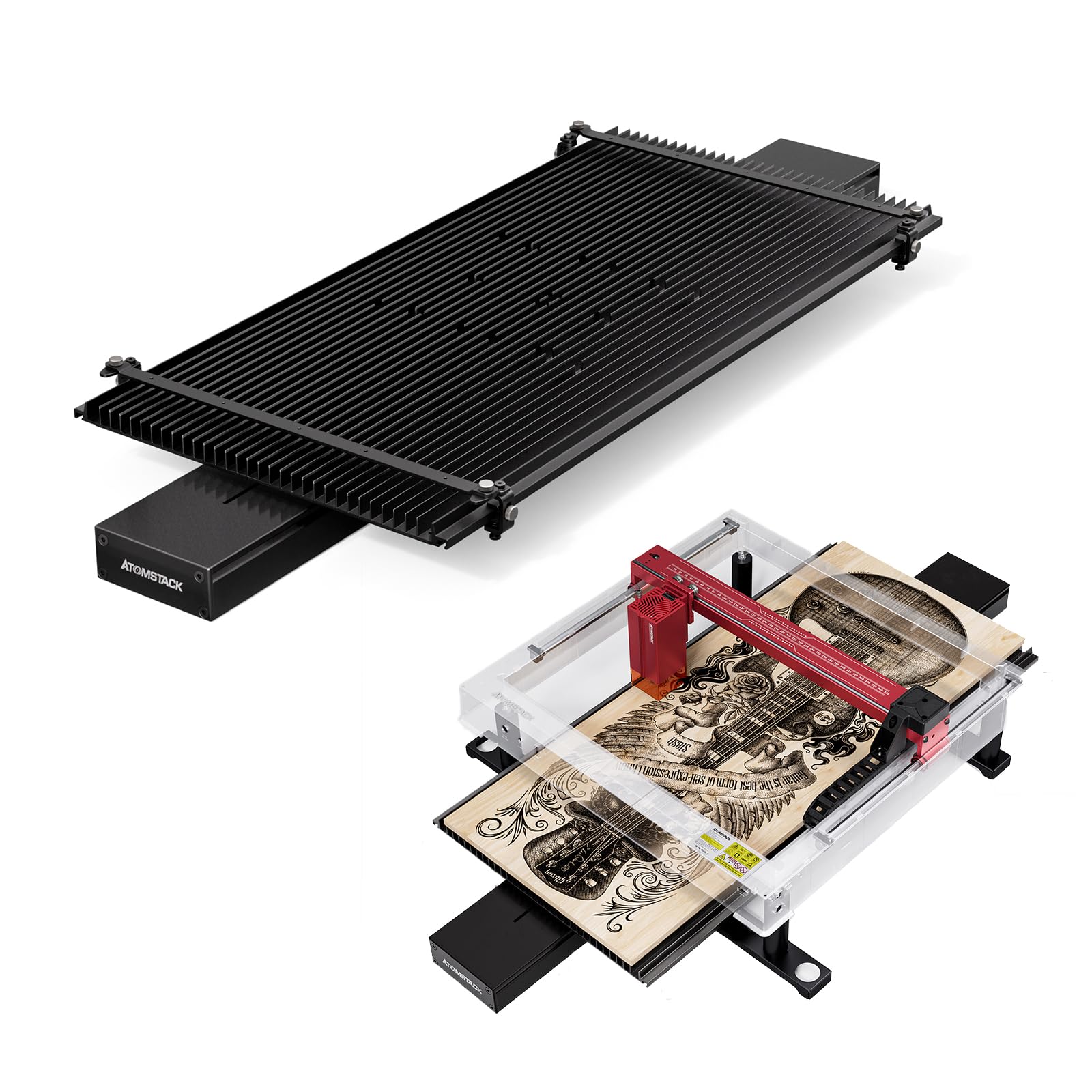 ATOMSTACK R5 Convoyeur automatique de bande transporteuse, bande transporteuse avec précision mécanique de 0,01 mm, plateau mobile, grande zone de travail 800 x 400 x 40 mm, compatible avec machine de
