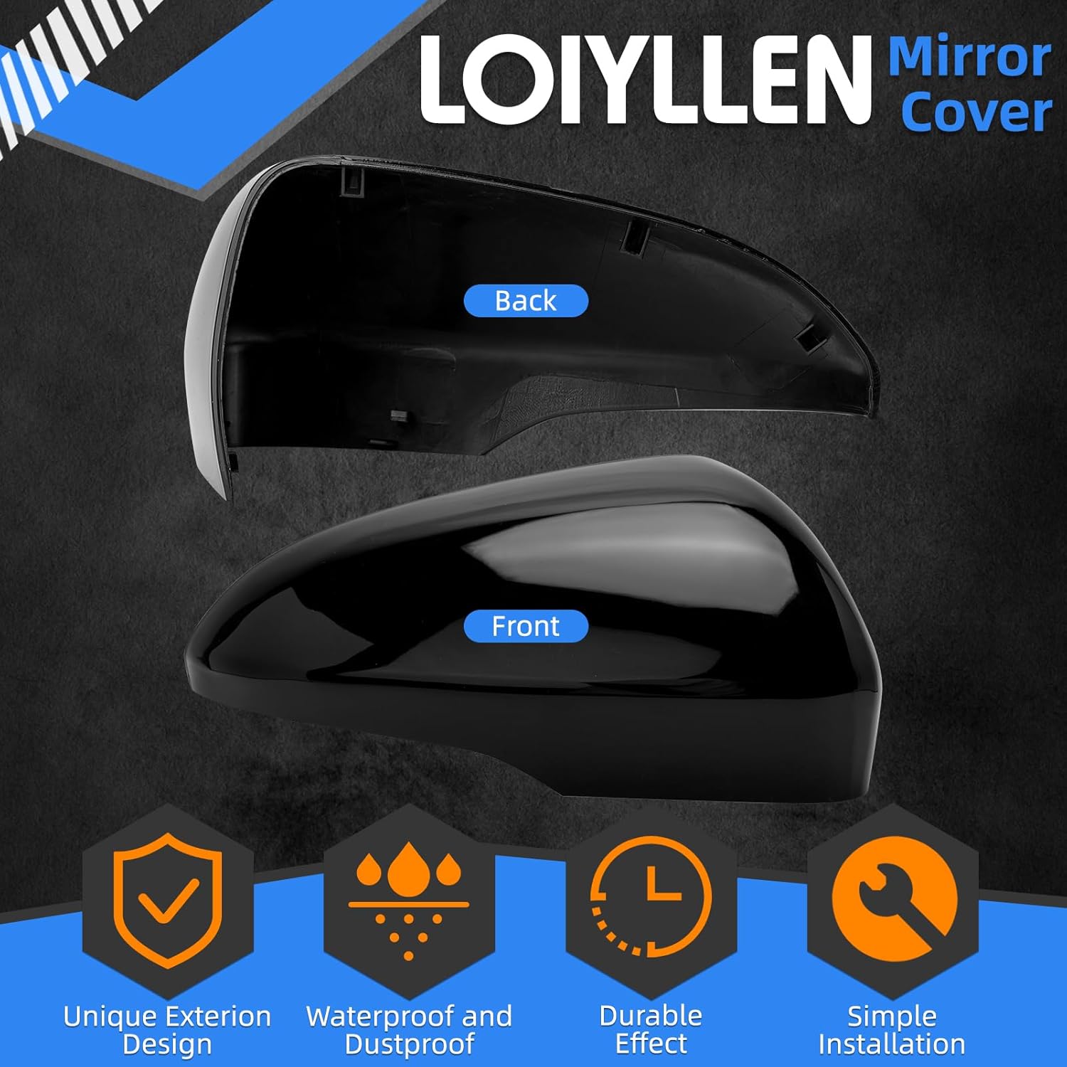 Passenger Side Mirror Cover Replacement for Ford Fusion 2013 2014 2015 2016 2017 2018 2019 2020 2021 2022 - Right Side Mirror Covers, Rear View Mirrors Cap Accessories With Lamp, Black