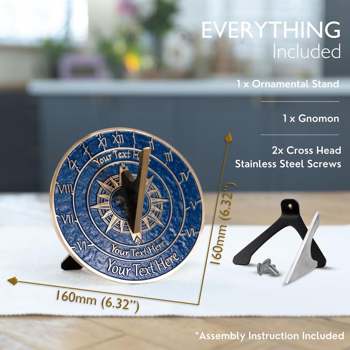 Personalisierter Sonnenuhr-Kompass – individuelles graviertes einzigartiges Design, kreisförmig, Hochzeit, perfektes persönliches Geschenk