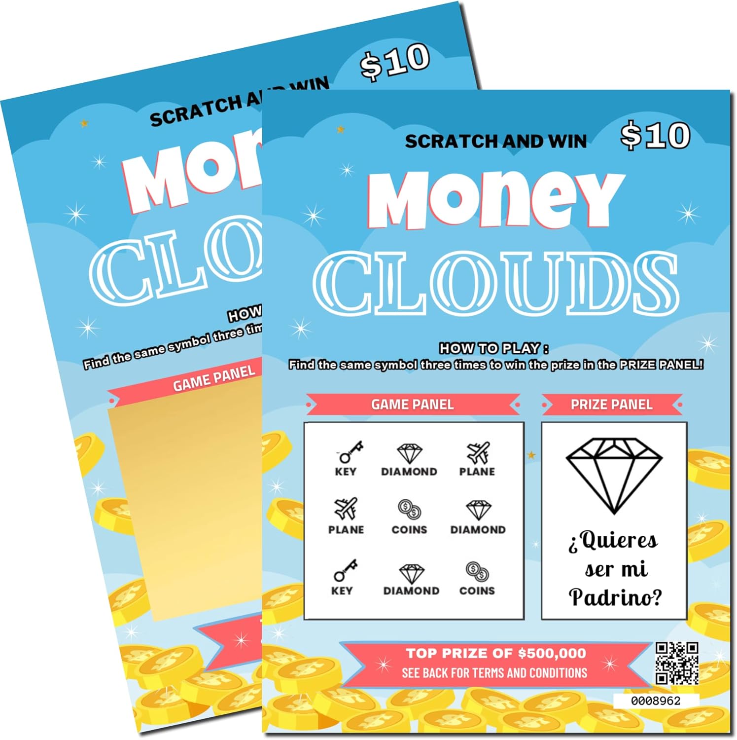 Quieres Ser Mi Padrino, Lottery Scratch Card, Spanish Godfather Proposal Card, Will You Be My Godfather Card for Bautizo, Baptism, Christening