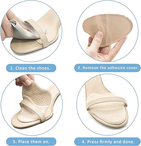 Miniatura 6 de Beautulip Almohadillas metatarsianas para mujer, almohadillas antideslizantes para zapatos de punta abierta, cojines de bola de pie, relleno de