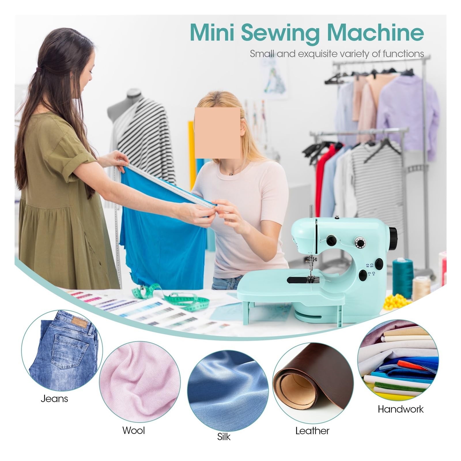 Mini Máquina De Coser DIY Con Mesa Extensible, Eléctrica Portátil Pedal, Ligera For Principiantes Potente Silenciosa Y Estable