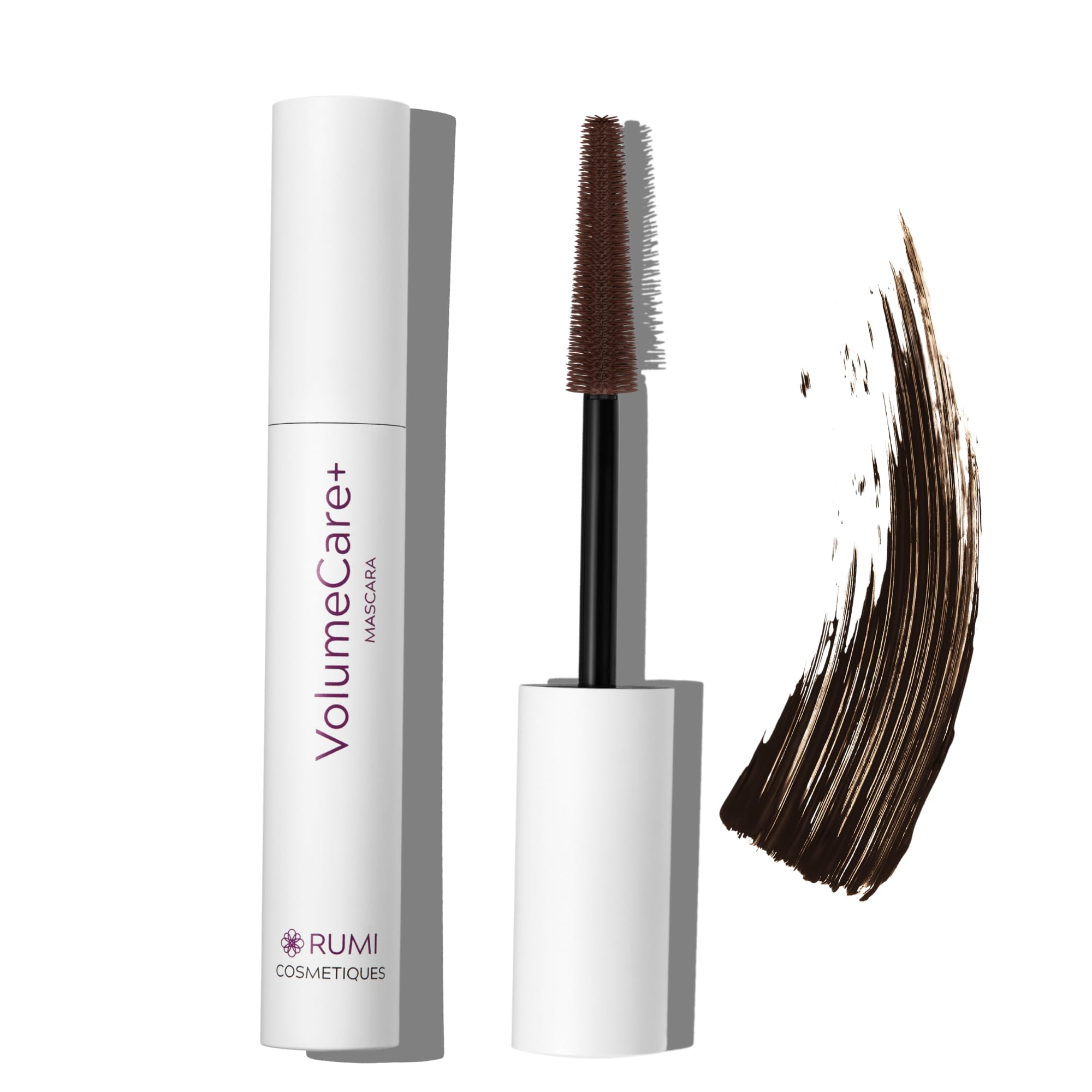 Rumi Cosmetiques VolumeCare+ Mascara For Older Women - Extreme Length and Volume 2-in-1 Formula - No Clumps, Long-wearing, Hypoallergenic Mascara For Sensitive Eyes (Dark Brown)