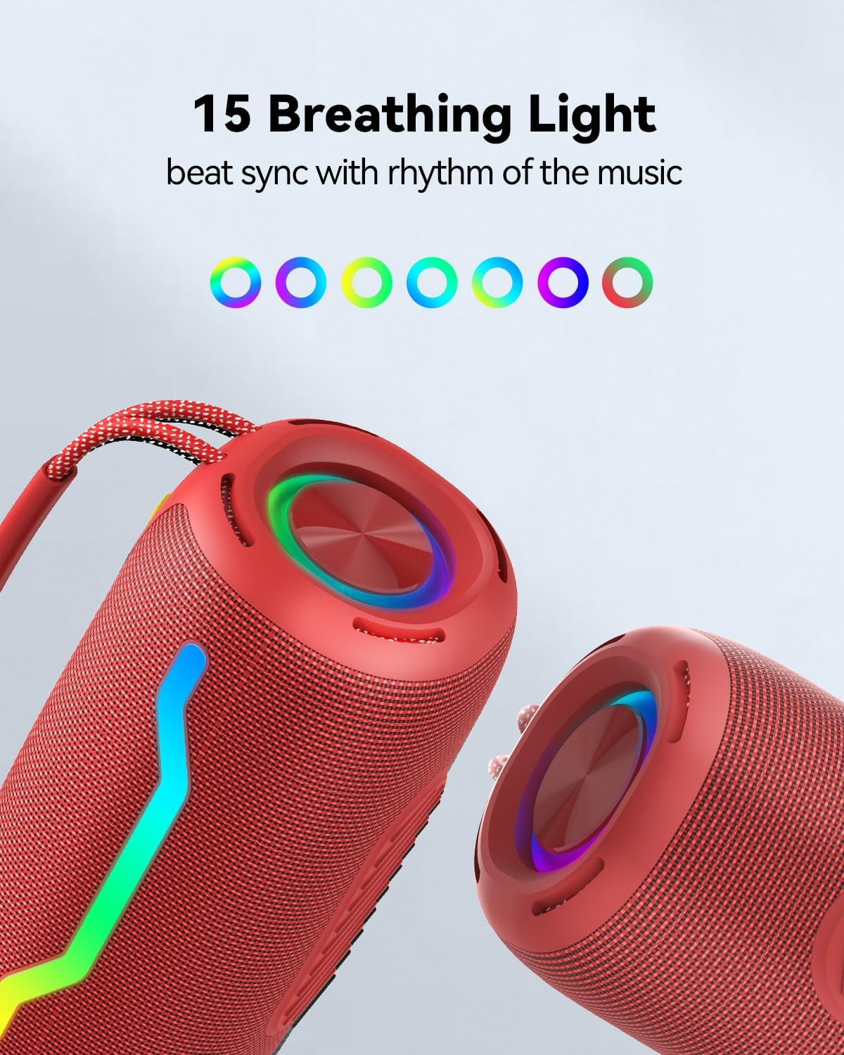 Portable Bluetooth Speaker with Light, Waterproof Karaoke Machine for Adults & Kids, Loud Sound and Deep Bass, Up to 8H Playtime, Support Bluetooth/AUX/USB for Home, Party, Outdoor and Travel