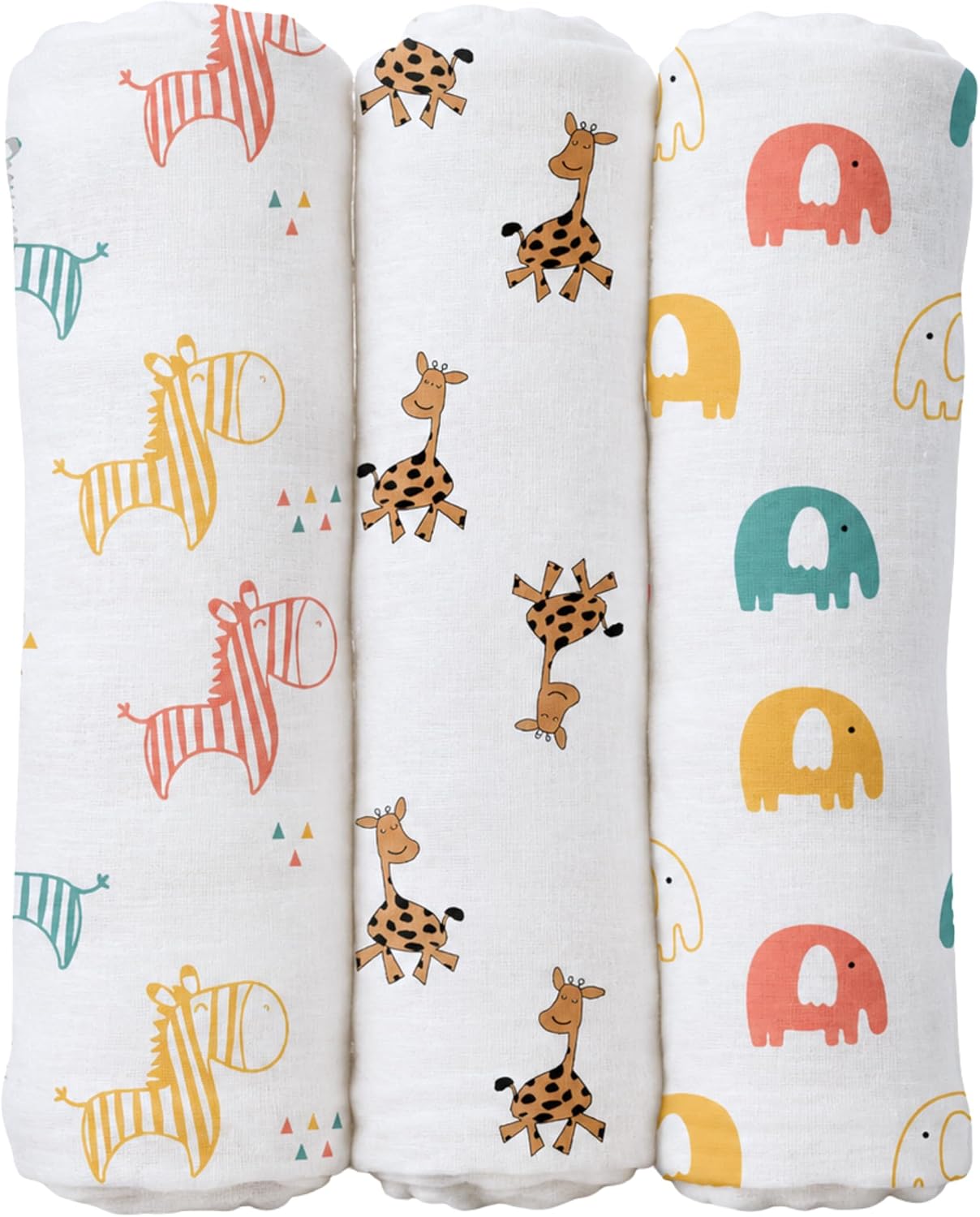 Cotton Baby Swaddle Blanket Pack of 3-28"x28" – Soft Breathable Newborn Receiving Blanket, Lightweight Infant Wrap for Boys & Girls, Multi-Use Baby Swaddle Cloth | Little Safari.