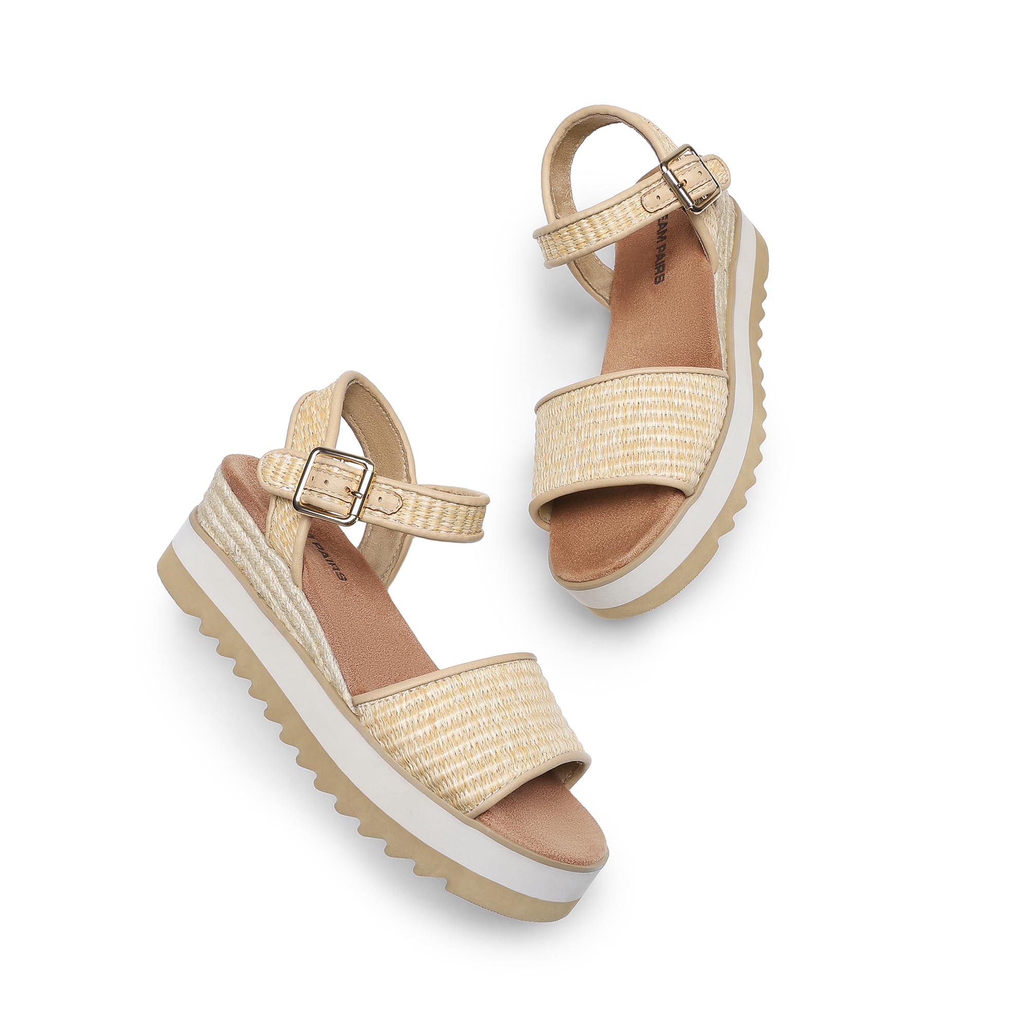 DREAM PAIRS Damen Espadrilles Sandalen mit offener Zehenpartie elegante Plateau Sandals zum Hineinschlüpfen