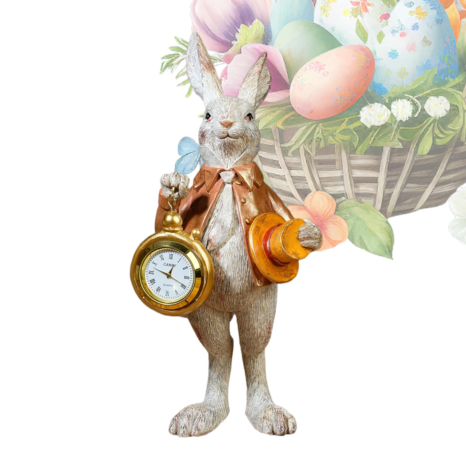Statue de Lapin Gentleman avec horloge aux finitions premium