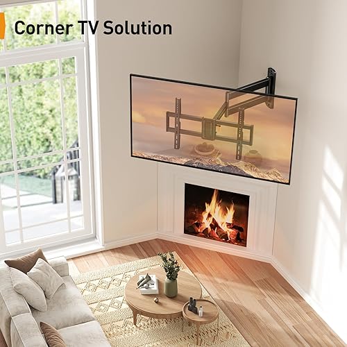 Miniatura 6 de Perlegear Soporte de pared para TV de esquina de brazo largo para televisores de 32 a 75 pulgadas, soporte de pared de movimiento completo con