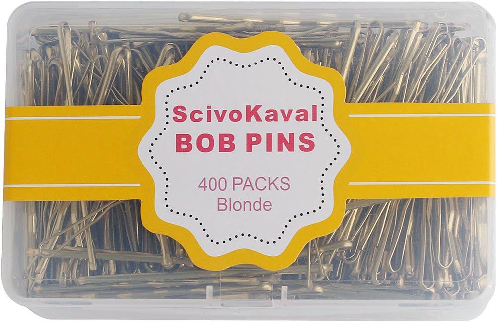 ScivoKaval Bobby Pins, Champagne Gold for Blonde, 400 Count Hair Pins Bulk, in a Case Box Tub