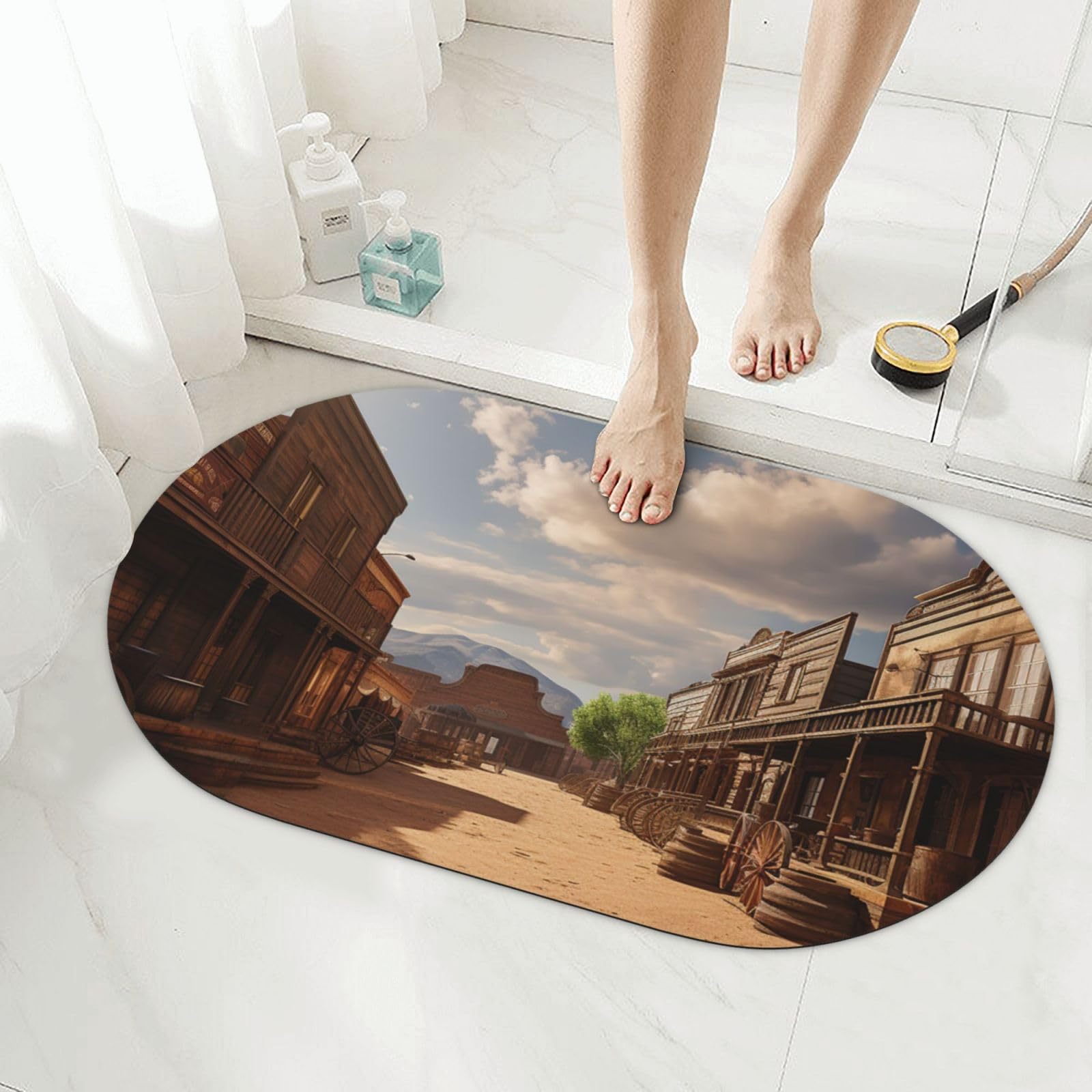 Tapis de bain en pierre cowboy tapis en terre de diatomée pour douche