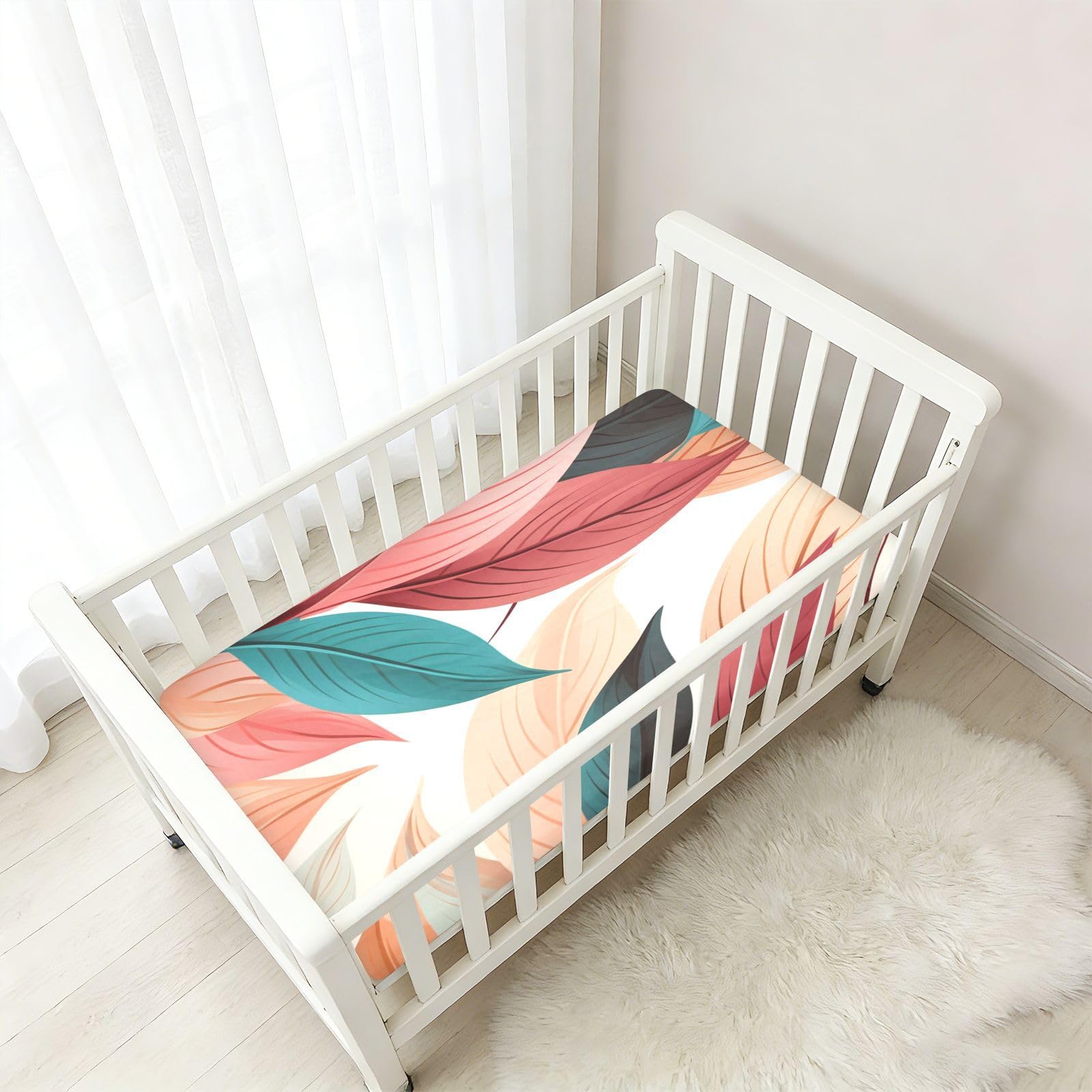 PatróN De Arte De Licencia Roja Sábana de Cuna para Niños Pequeños,Sábanas de Algodón Suave para Bebés Aptas para Colchón Corralito
