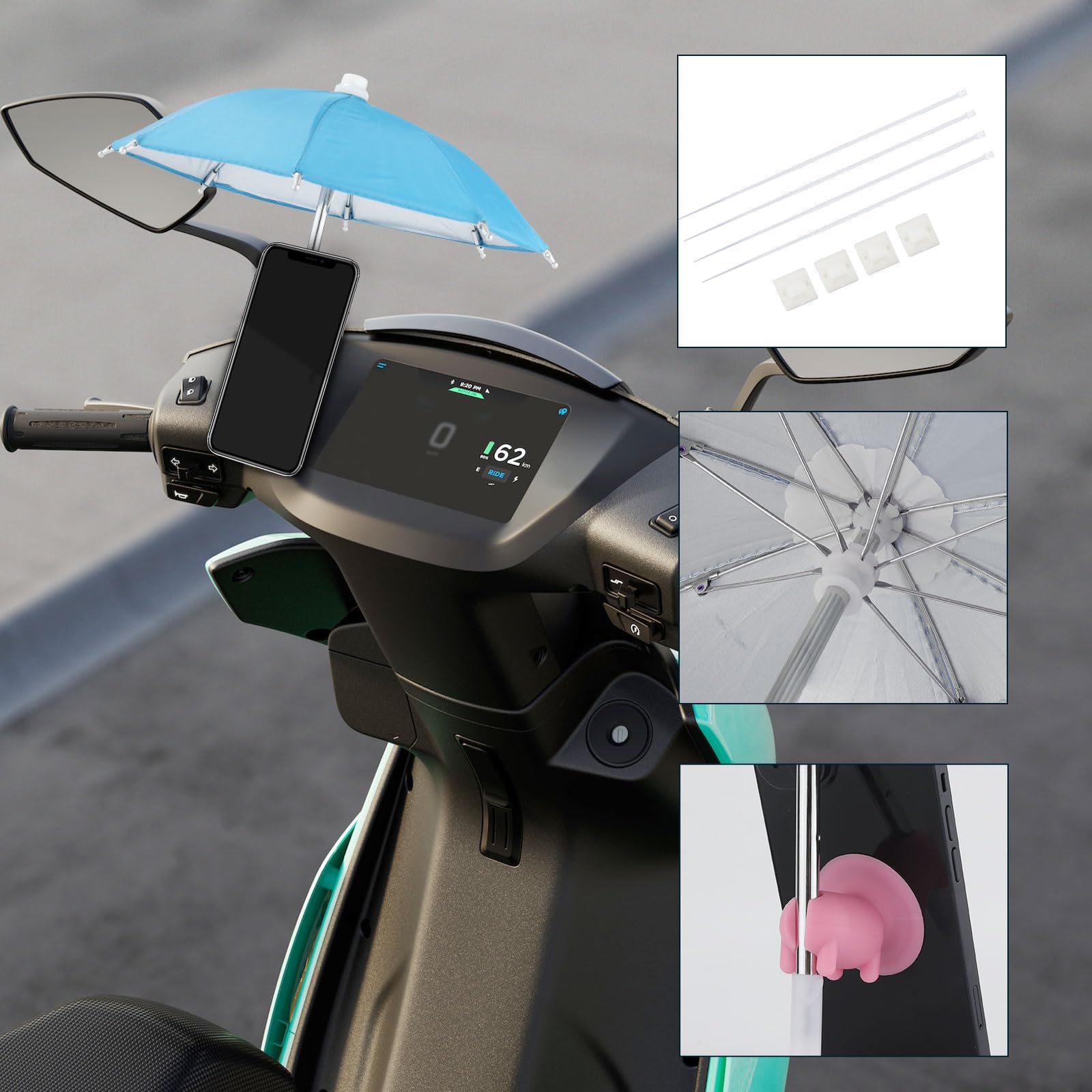 Ombrello Per Cellulare - 2 Pezzi Con Ventosa Per Proteggere Il Telefono Dal Sole