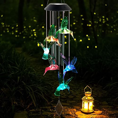 Miniatura 10 de Carillón de viento con bolas de cristal iluminadas por luces LED solares para colgar, decoración para exteriores, decoración de patios y jardines,