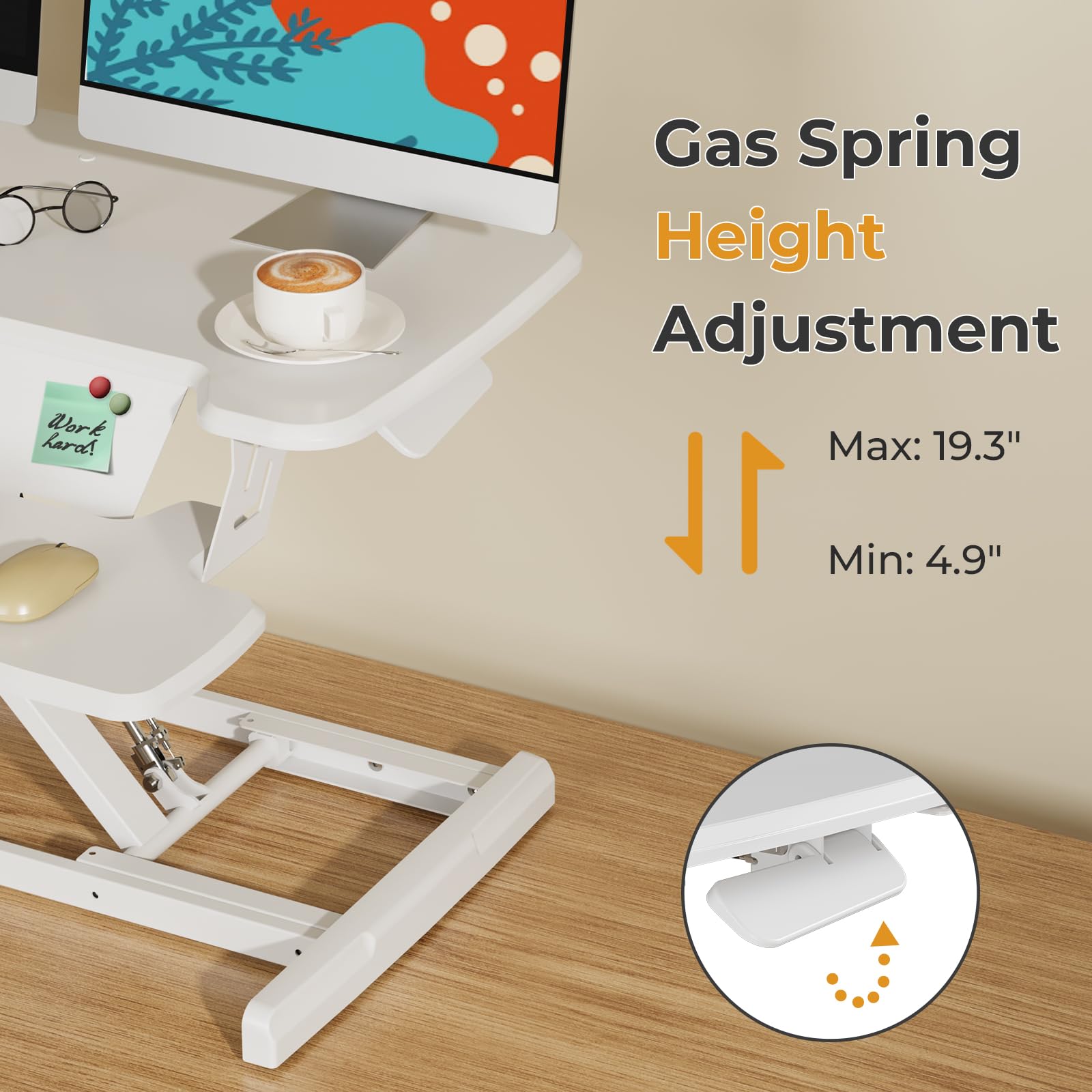 JOY worker Standing Desk Converter 32 Height Adjustable Sit Stand Up Desk Riser with Keyboard Tray 6 Fridge — view 5