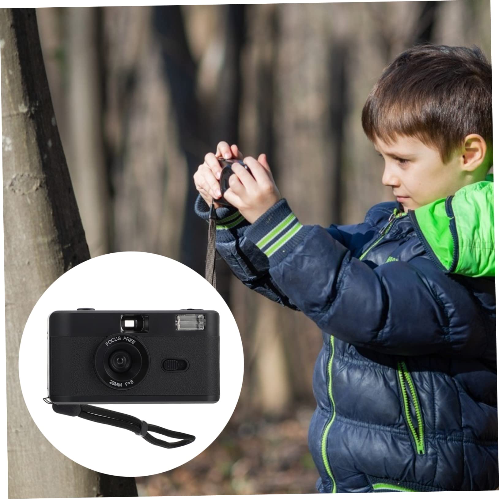Fotocamera Nero in Integrato Riutilizzabile Analogica Flash, Abs