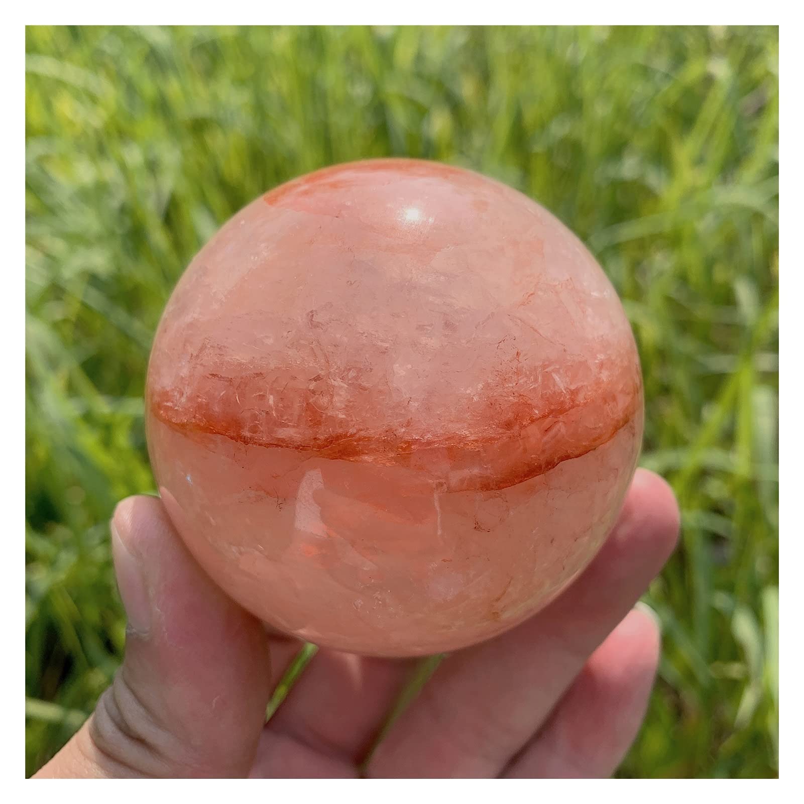 Natürliche Kristalle Red Fire Quartz Sphere Ball Reiki Stones Room Home Office Aquarium Dekoration Zubehör Edelstein Quarzsteine ERTEYIN (Size : 7-7.5cm)