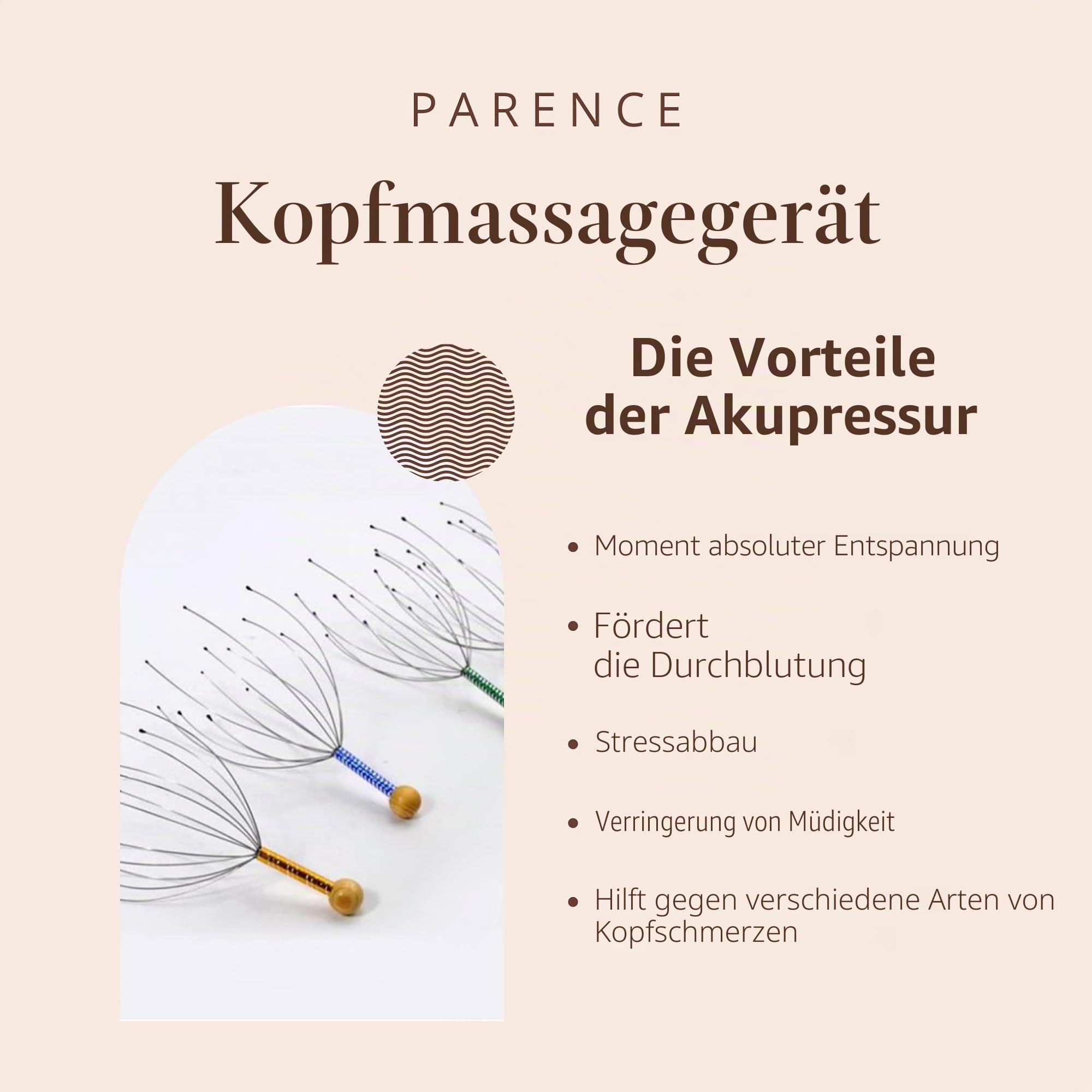 PARENCE - Kopfhautmassageinstrument - Nacken- und Kopfmassagegerät - Haar- und Kopfmassage - Spinnenmassage Entspannung Pickel