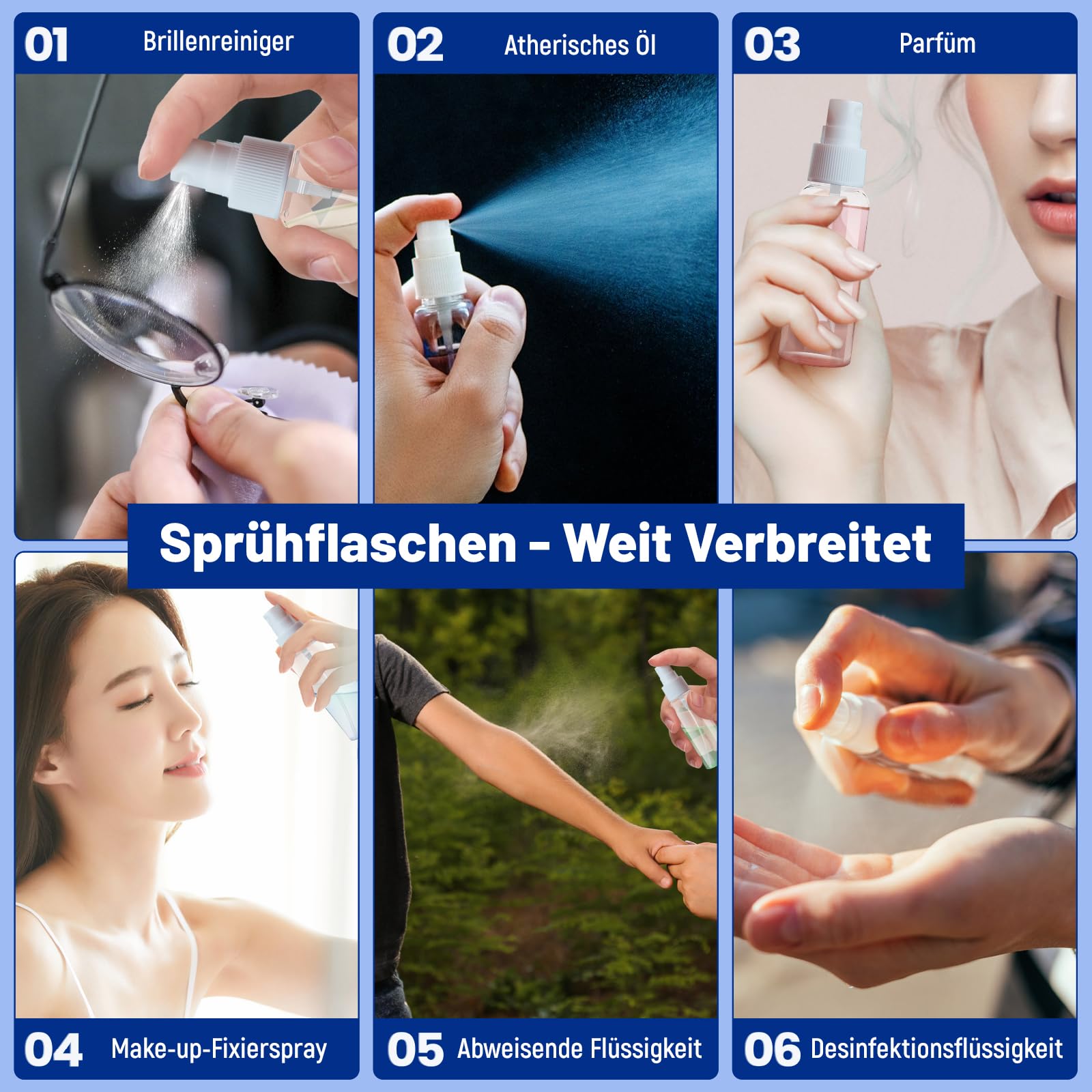 F Fityle 150 Stk. Kleine Sprühflaschen zum Befüllen, Empty Spray Bottle 30ml, Leer Parfümflasche Zerstäuber, Transparente Sprayflasche Tragbar für Reise Körperpflege Flüssigkeit Kosmetik