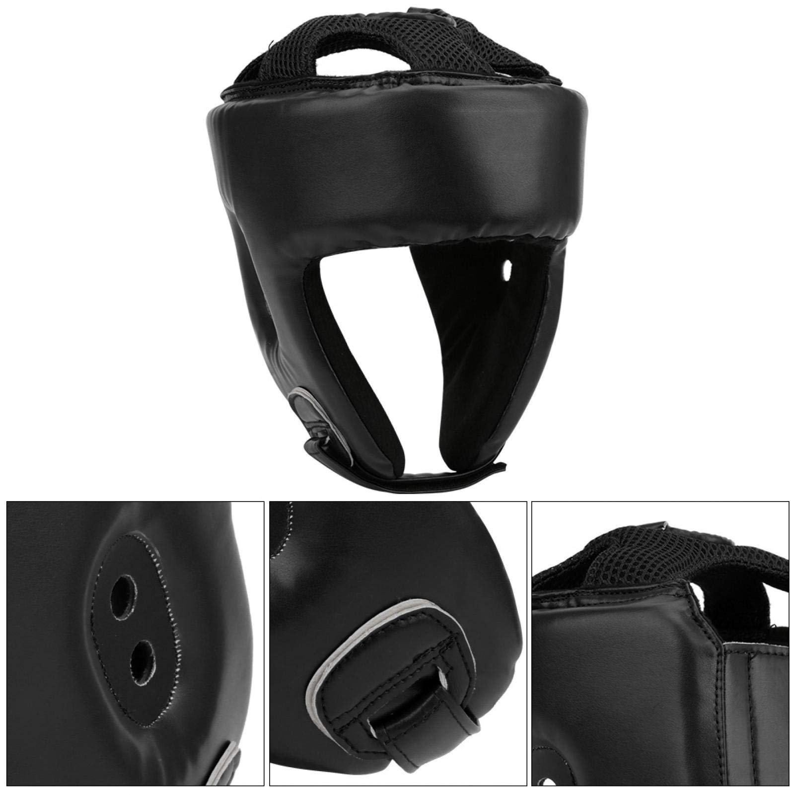 Casco de Boxeo Casco de Boxeo Cuero de PU Protector de Cabeza Ajustable Sanda Kickboxing Entrenamiento Defensa MMA Headgear
