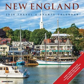 Willow Creek Press, New England Travel and Events 2026 Wall Calendar, 12 X 12, 18-Month Calendar with Stapled Binding