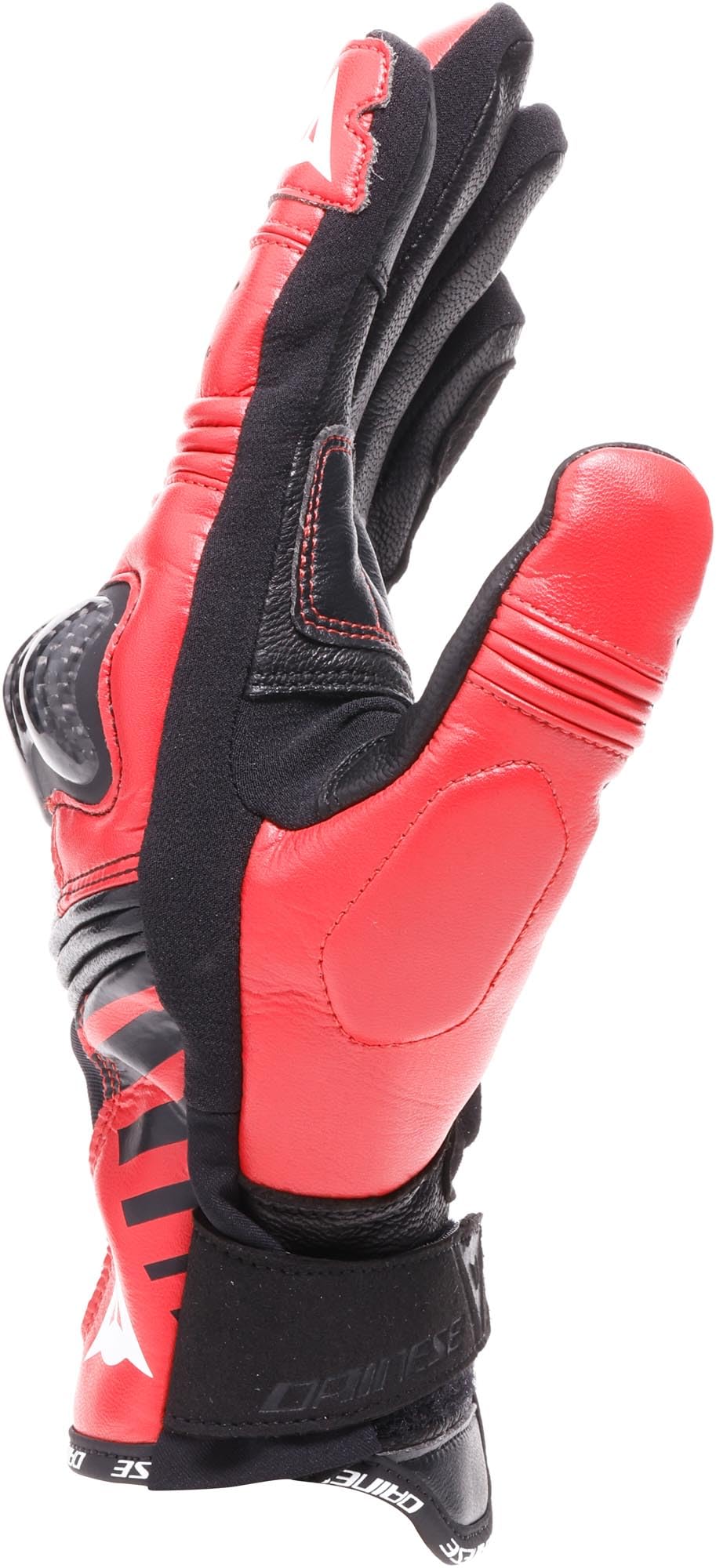 Dainese Reacto Carbon Short Gloves - Guanti Moto Corti in Pelle con Protezione Nocche in Carbonio e Imbottiture Palmo e Dita Smart Touch Men's