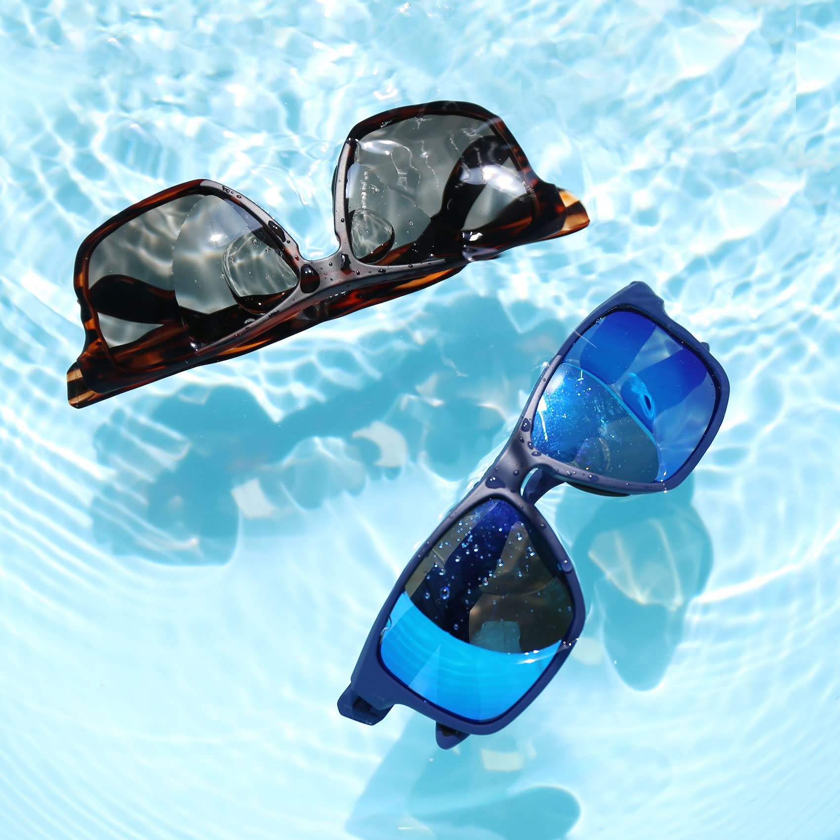 Gafas de sol polarizadas flotantes, gafas de sol para deportes acuáticos para hombres y mujeres, gafas de sol flotantes anti-agua de mar (marco azul marino mate/lente azul espejo)