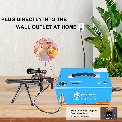 Miniatura 3 de Spritech Compresor de aire PCP, apagado automático de 4500 Psi30 Mpa sin aceiteagua, pistola de aire de presión y bomba de tanque de paintball con