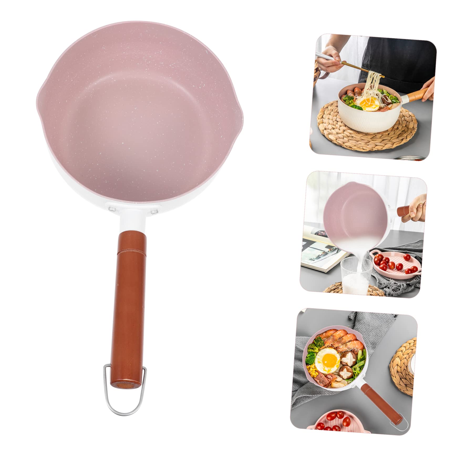 Japanischer Milchtopf aus Aluminium Leichter Babybrei Topf zum Einfachen Reinigen mit Holzgriff zur Zubereitung von Babynahrung und Frühstück