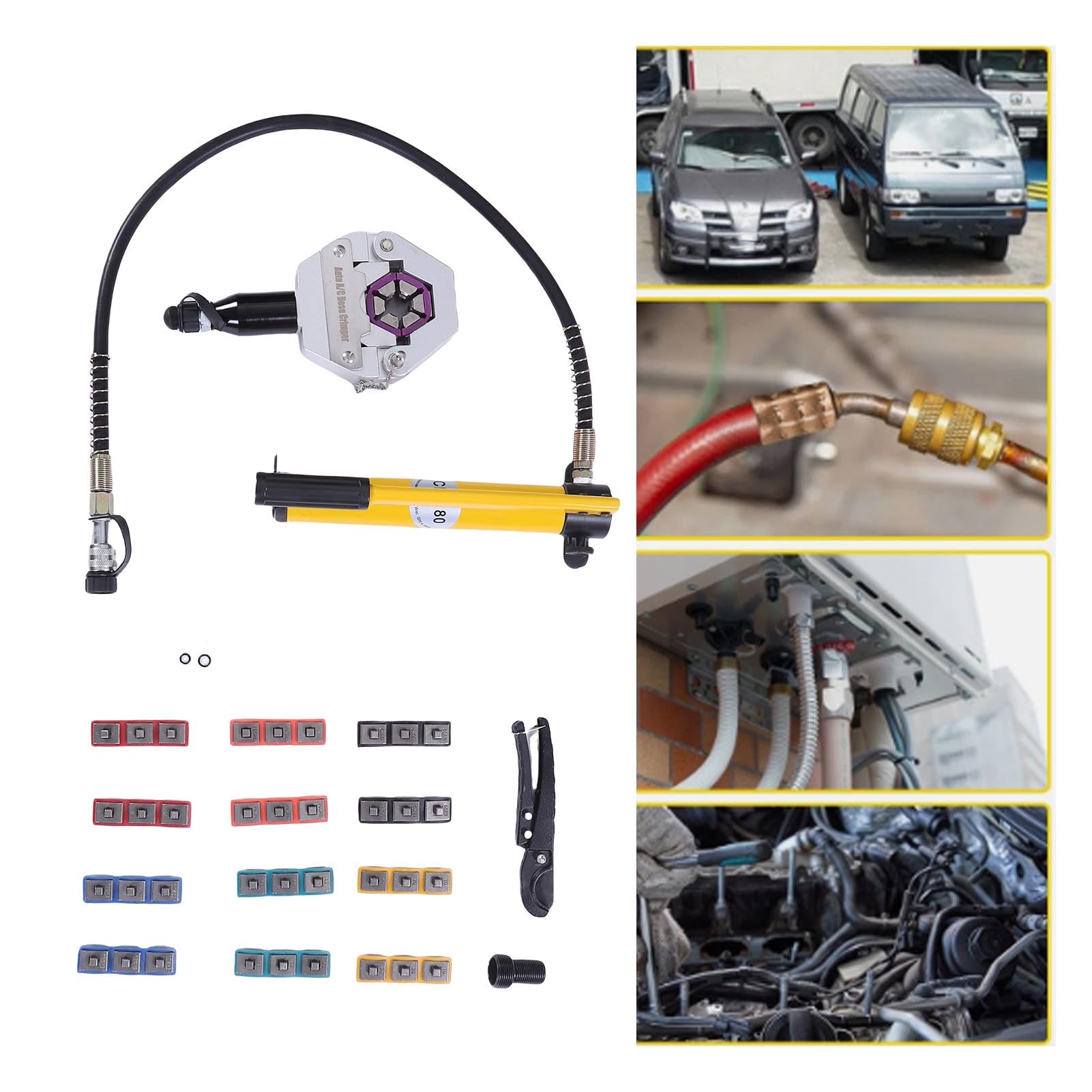 Pince à sertir hydraulique, écarteur de Brides hydraulique YQ-30 8 tonnes, séparateur Manuel Portable en Acier allié, kit d'outils de Division pour cuivre et Aluminium (Jaune)