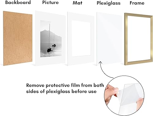 Vista 163 de Americanflat Portarretratos de 5 x 6 pulgadas con plexiglás pulido, juego de 5 portarretratos de 2 x 3 pulgadas con paspartú o para fotos de 5 x 6