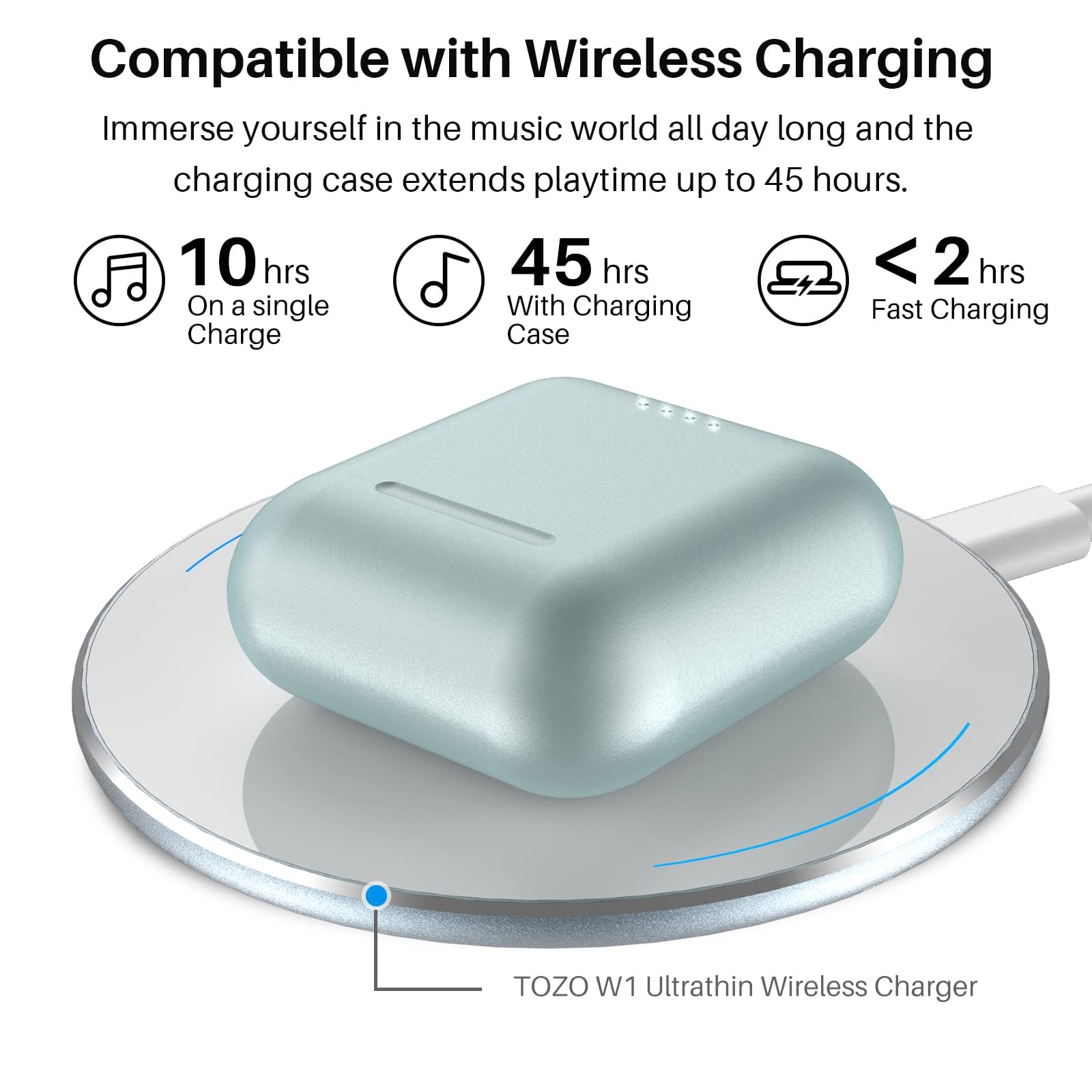 TOZO NC9 Hybrid Active Noise Cancelling Wireless Earbuds, 60H, LED Display view 3