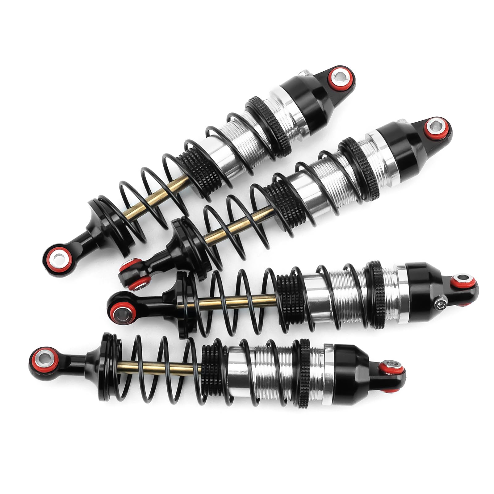 AXspeed 4pcs Shock Kits Aluminium Shock Absorber Dampers for 1/16 TRX Mini Maxx RC Car (Black & Silver) - Image 2