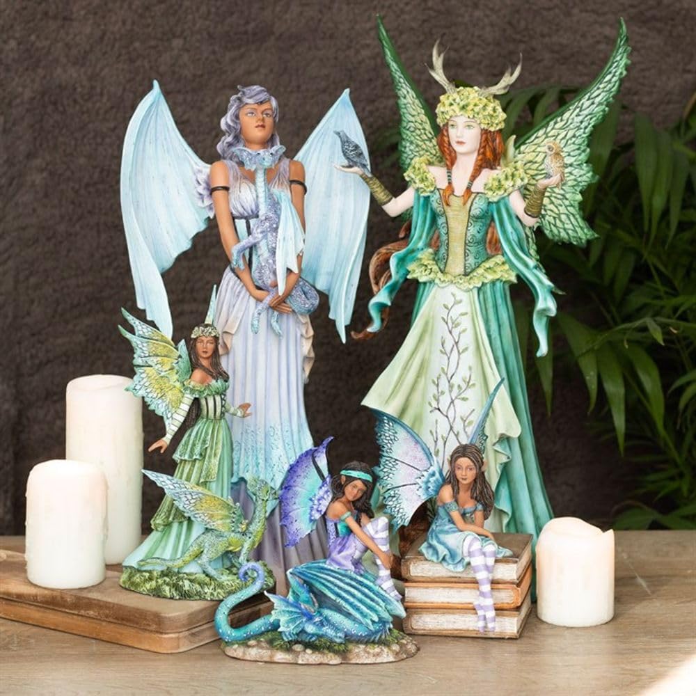 Something Different Wholesale Amy Brown - Statuetta di fata da collezione, arte fantasy da collezione, 19 cm, scultura a forma di fata, statua in resina viola e verde acqua, pezzo da esposizione dei