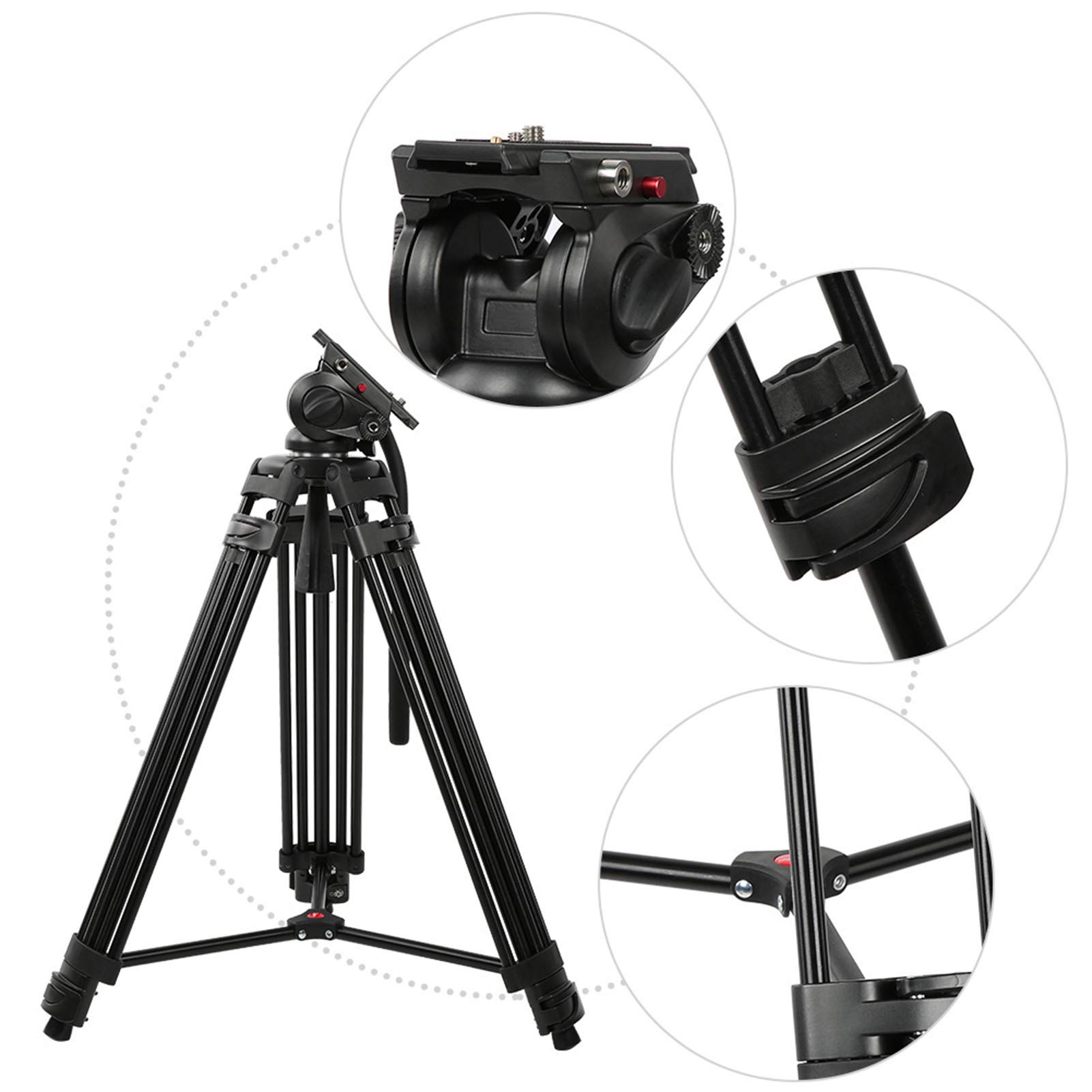 Treppiede Professionale con Testa a Sfera Idraulica per Fotocamere DSLR