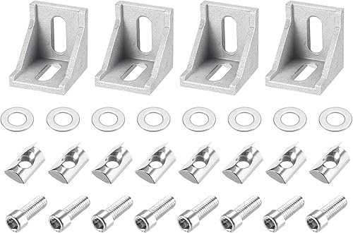 uxcell Juego de 4 kits de refuerzo de soporte de esquina interior, conector de ángulo 4040 de 1.496 x 1.496 x 1.378in para perfil de aluminio de la uxcell Juego de 4 kits de refuerzo de soporte de esquina interior, conector de ángulo 4040 de 1.496 x 1.496 x 1.378in para perfil de aluminio de la