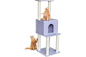 61.5” Weatherproof Outdoor Cat Tower – Cat Condo Hideaway with Scratching Post